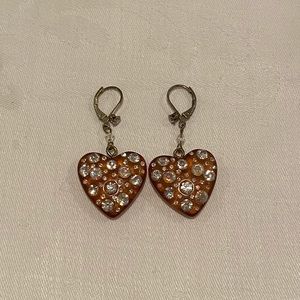 🟡Betsey Johnson Swarovski Heart Earrings